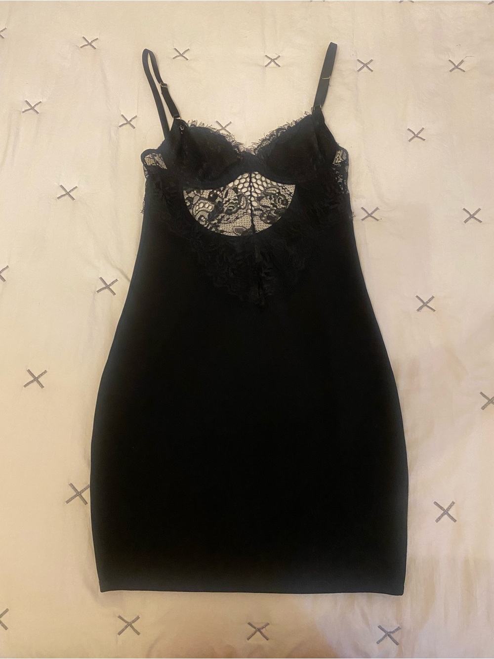 Vintage Victoria's Secret Black Lace-Trim Slip Dress